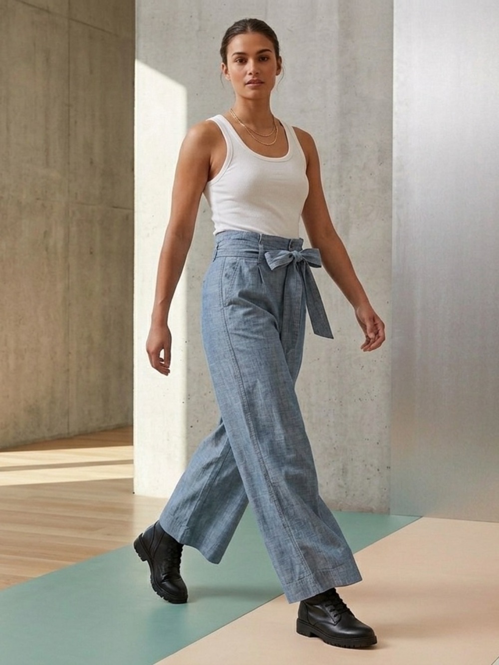 Gap cotton blue wide leg pants